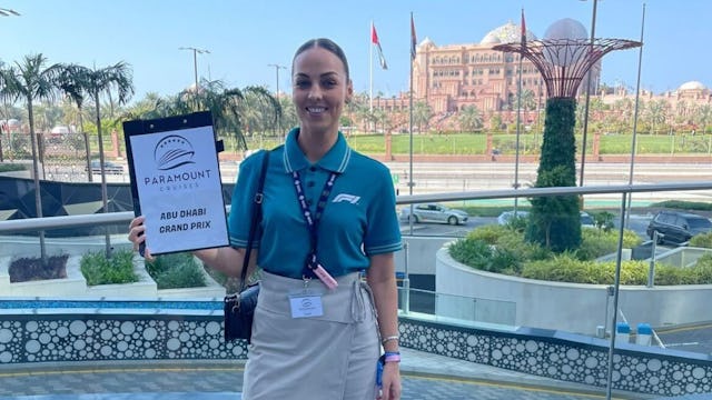 Leah, from Paramount Cruises hosting our group at the Abu Dhabi Grand Prix