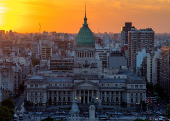 Buenos Aires skyline at sunset