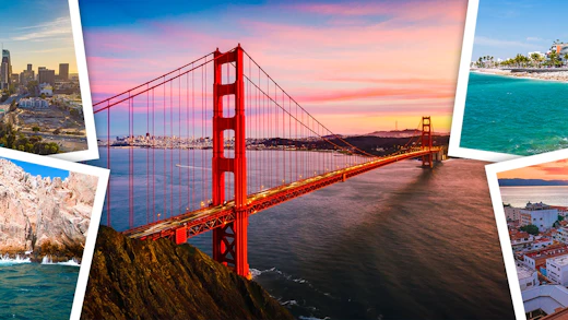 A collage of images from the West Coast of the USA and the Mexican Riviera