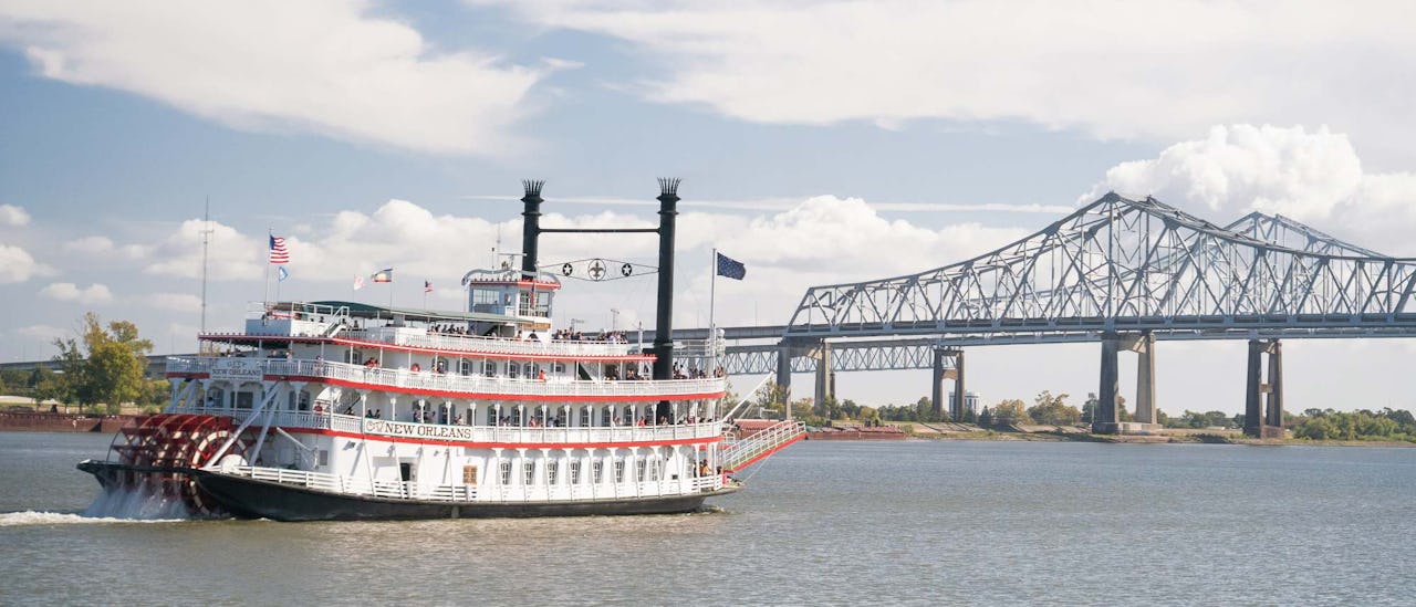 Set sail on a steamboat jazz cruise along the Mississippi River in New Orleans