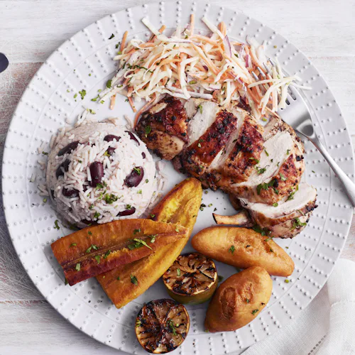 Jerk chicken dish served onboard P&O Cruises