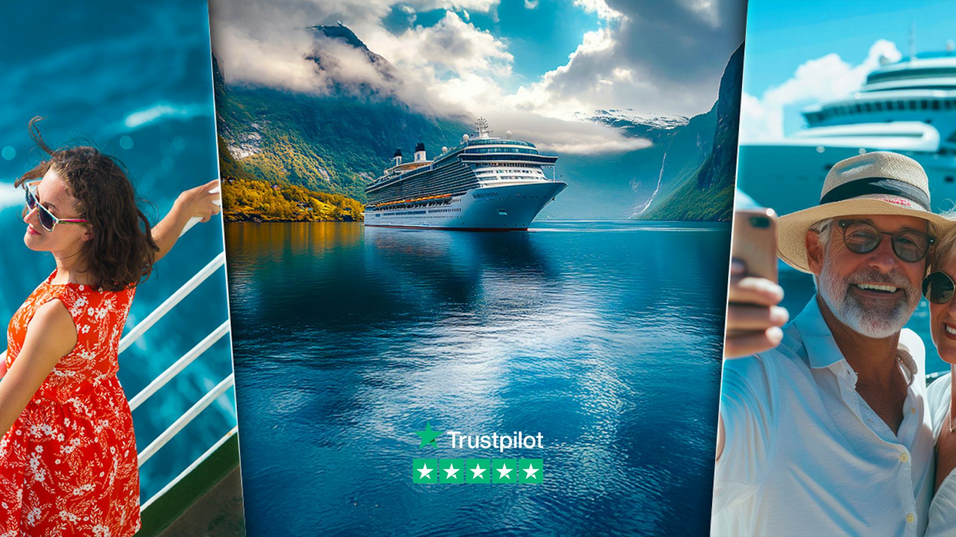 Paramount Cruises homepage banner, an independent cruise specialist with a 5* Trust Pilot rating