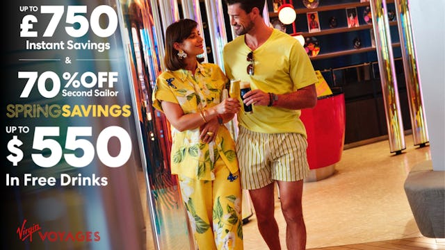 Up To $550 in Free Drinks + Up To £750 Instant Savings + 70% off 2nd guest