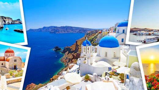 Banner collage of the Greek Islands